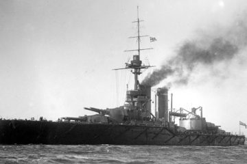 HMS Audacious was the fourth and last King George V-class dreadnought battleship built for the Royal Navy in the early 1910s. After completion in 1913, she spent her entire career assigned to the Home and Grand Fleets.