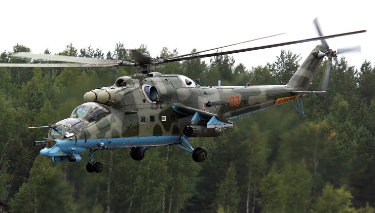 Russian Made Mi-35 and Mi-17 Helicopters in Action over Kabul