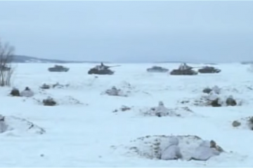 War Movie Scene: Defending Against Tanks in the Snow from the Movie Stalingrad