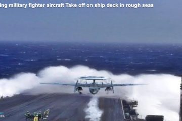 Amazing Military Fighter Aircraft Take off on Ship Deck in Rough Seas