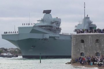 Watch : HMS Queen Elizabeth leaving Port to begin Sea Training & Fighter Jet Trials ( Video )