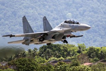 Super Agile Sukhoi Su-30MKM Dances in the Sky over Singapore