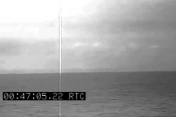 Air Attack on T.F. 58: Jap Planes Shot Down; USS Washington (BB-56) Fires AA Guns, 06/13/1944