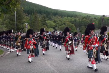 Watch : Massed Pipes & Drums Parade through Deeside Town