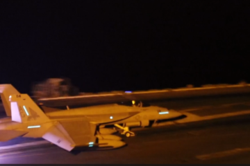 nighttime flight operations aboard the Nimitz-class aircraft carrier USS Abraham Lincoln