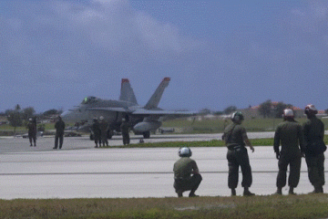 U.S. Marines Launch and rearm F/A-18C Hornets