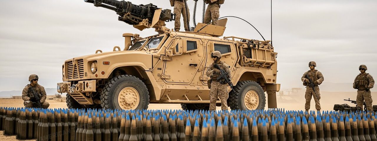 U.S. Marine Test-fires the M2A1 .50-caliber Heavy Machine Gun