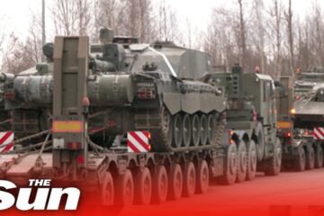 British troops arrive in Estonia with military trucks and tanks