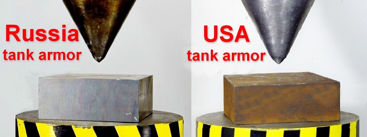 HYDRAULIC PRESS VS TANK ARMOR US AND RUSSIA