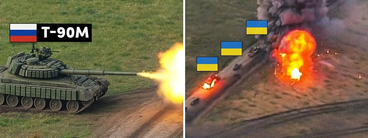 T-90M single-handedly destroyed Ukrainian column head-on. How it really worked out