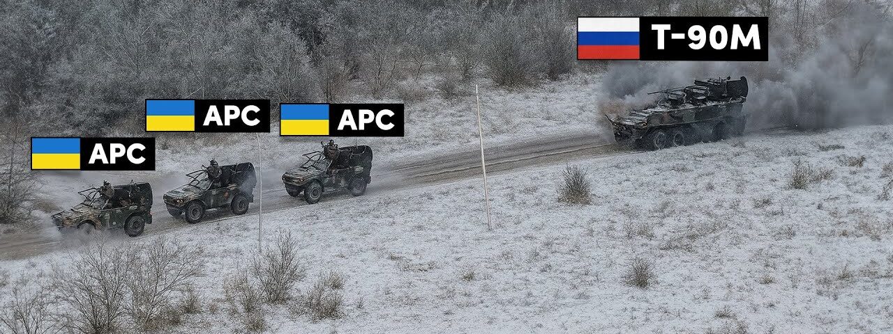 The T-90M emerged from the smoke in front of the Ukrainian column and…