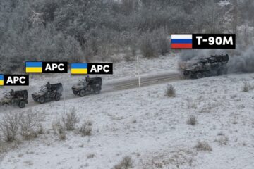 The T-90M emerged from the smoke in front of the Ukrainian column and…
